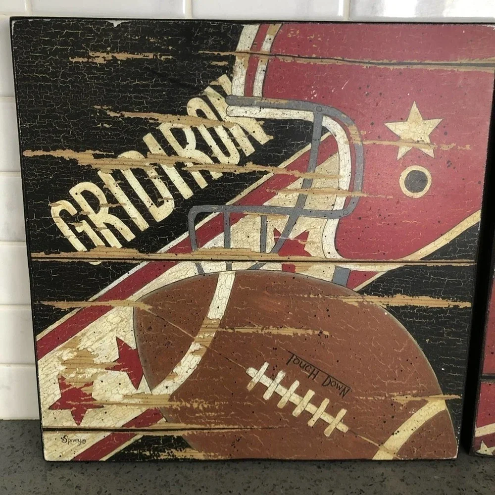Hobby Lobby Wooden Sports Wall Hanging Decor Set Basketball Baseball Nursery